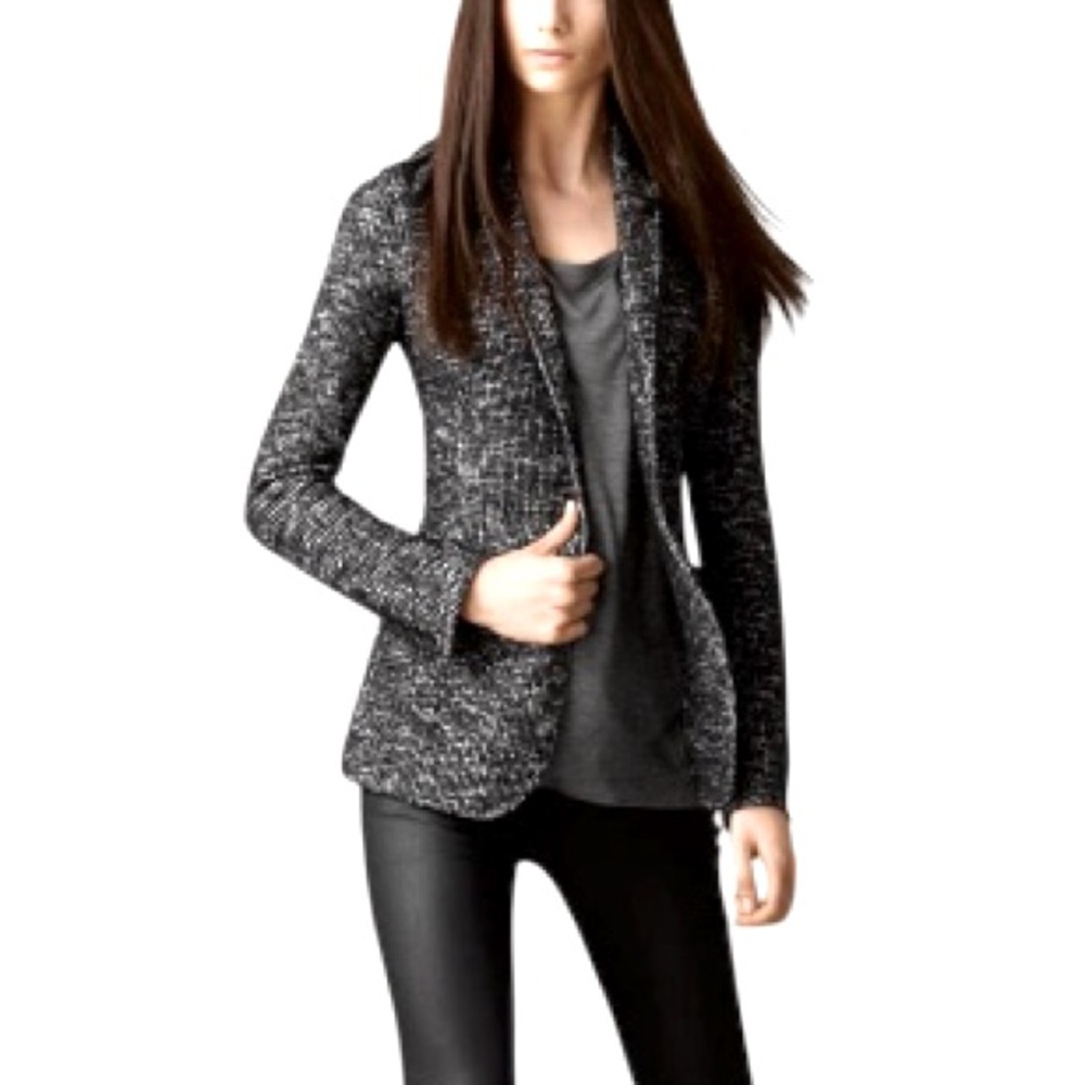 BURBERRY BRIT Black White Tweed Blazer